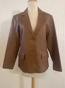 Chadwick's Brown Jacket Women Size 12 P 100% Leather - Picture 1 of 9