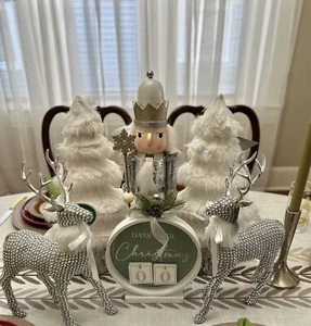 6 Piece Winter Wonderland Furry, Bling Christmas Centerpiece For Table - Picture 1 of 4