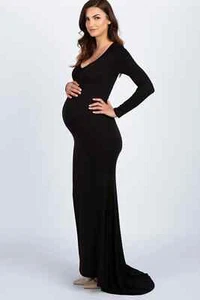 Pinkblush Black Long Sleeve Photoshoot Maternity Gown/Dress Size Small - Picture 1 of 6