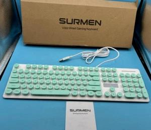 Keyboard Surmen V300 Light Green White Retro Version Wired Gaming for PC - Picture 1 of 4