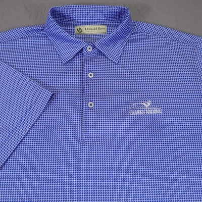 Donald Ross Polo Shirt Mens Large Blue White Houndstooth Golf Ozarks Tech - Image 1 of 4