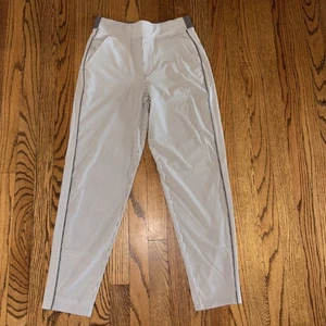 Pantaloni alla caviglia testurizzati Athleta Brooklyn pantaloni a righe da città taglia 2 grigio bianco tasche - Foto 1 di 14