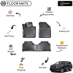 3D Molded Interior Car Floor Mat for KIA SORENTO 2016-2020 (Black) - Picture 1 of 11