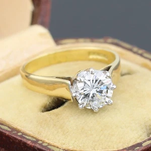 18ct Yellow and White Gold 1.36ct Round Cut Diamond Ring - Picture 1 of 9