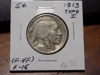 1913-P Type 1 Buffalo Nickel - Fine+ Condition - Image 1 of 2