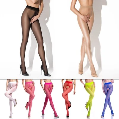 Amour Hip Gloss Open Gusset 20 Den Sheer Shiny Pantyhose