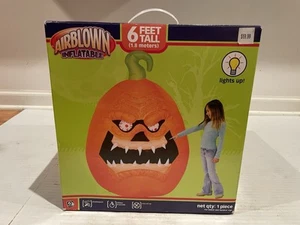Gemmy Airblown Inflatable Evil Pumpkin 6 Ft Halloween Lights Up Creepy IOB 2007 - Picture 1 of 6