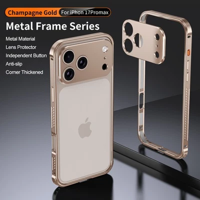 For iPhone 17 Pro Max 16 Pro Slim Metal Alloy Bumper Case with Camara Protection - Image 1 of 4