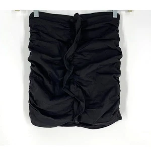 Tic Toc Black Ruffle Ruched Mini Skirt Size Medium  - Picture 1 of 6