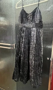 ModCloth Size L Party Formal Dress Black Silver Stripes Spaghetti Straps - Picture 1 of 5
