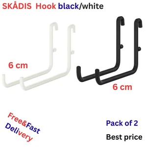 IKEA SKÅDIS Hook Set 2 Pack White/Black Steel Storage Pegboard Accessories Organ - Picture 1 of 9
