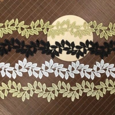 Lace Leaf Trims Ribbon Edging Embroidery Floral DIY Craft Sew Fabric Gold Multi - Image 1 of 4