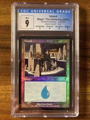 MTG✨ISLAND FOIL✨7th Edition CGC Quad 9’s MINT Land 2001 SCOTT BAILEY Art POP 3 ! - Image 1 of 2