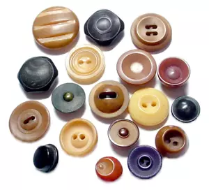 18 VINTAGE VEGETABLE IVORY BUTTONS TAGUA ASSORTED COLORS CARVED DYED EMBOSSED - Picture 1 of 4