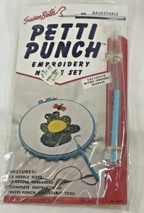Vtg Susan Bates Petti Punch Adjustable Embroidery 3 Needle Set & Threaders NIP - Picture 1 of 4