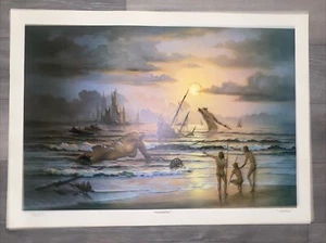 Póster Tomorrow John Pitre Vintage Original 1973 Future Surrealism Men Beach - Imagen 1 de 12