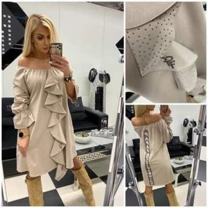BEIGE FASHION MODERN DRESS PAPARAZZI FASHION AUTHENTIC - Bild 1 von 1