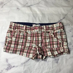 American Eagle Plaid Booty Shorts Womens Size 6 Pink White Chino M11 - Picture 1 of 4