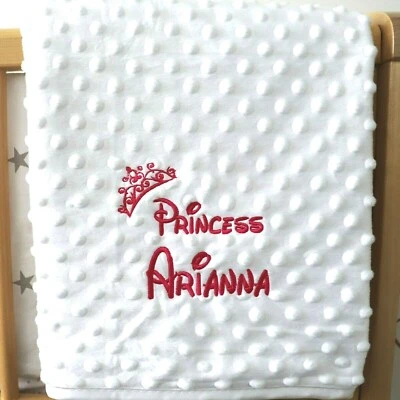 Manta Bebé Personalizada Lujo Blanco Burbuja Rosa Fuente Disney Princesa Regalo Foto 1 de 3