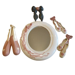 Home Interiors Ballerina Oval Mirror 5 Piece Set Ballet Shoes VTG HOMECO Decor - Picture 1 of 20