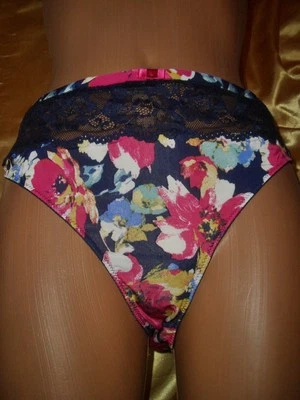 Herrliches Nylon Spitzen Höschen 48 XL navy geblümt Nylonslip Panty Slip (L115 - Bild 1 von 4