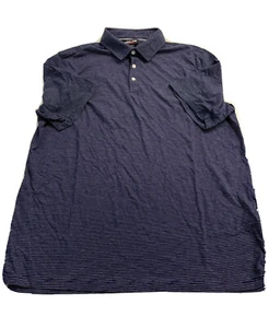 Polo uomo Kirkland cotone/seta X-Large manica corta blu/bianco righe RITORNO - Foto 1 di 12
