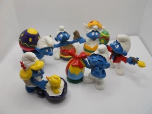 SMURFS SCHLUMPF PUFFI da BARBAPUFFO SET PASQUA EASTER SMURFS - Foto 1 di 3