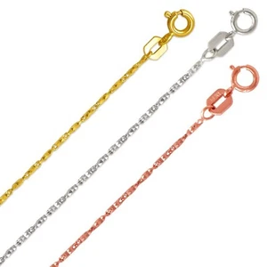 Bar Link Chain Necklace Real 14K Solid Gold 1mm Thin Dainty Chain Women Girls - Picture 1 of 7