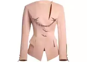 Thierry Mugler X H&M - Women's HOURGLASS PINK WOOL BLAZER - AU UK 8 NEW HM NWT - Picture 1 of 1