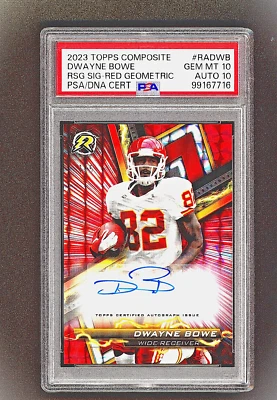 2023 Topps Resurgence - Dwayne Bowe refractor geométrico rojo automático 1/5 PSA 10 Foto 1 de 2