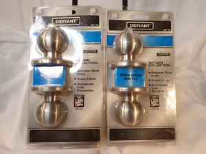 Doorknob Bed and Bath Defiant Saturn Collection New Set of 2! Stainless Steel - Picture 1 of 5