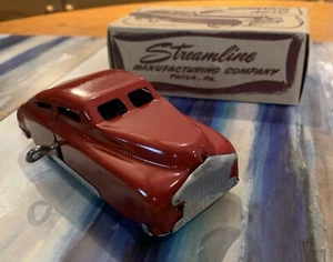 1940 verpackt neu aus altem Lagerbestand gepresster Stahl zum Aufziehen Streamline mechanisches Auto Spielzeug MA11 Phila - Bild 1 von 8