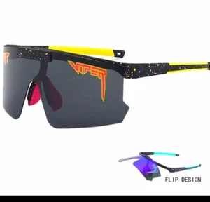 Viper Sunglasses, Right Fielder, Flip-ups, Blk/Yellow - Picture 1 of 2