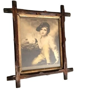 SIR HENRY RAEBURN Junge mit Hase Fotodruck gerahmt rustikal Cottagecore Wandbild - Bild 1 von 9