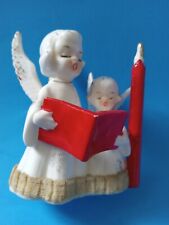 Rare VTG NAPCO ? Christmas Mother Child Angels w Big Candle Book Figurine Japan