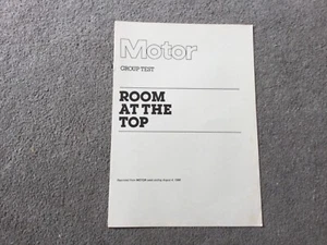 Group Test Room At The Top Motor Road Test Aug 4 , 1984 brochure English text - Picture 1 of 4