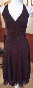 Speechless Size Med Juniors Brown Shiny Speckles Lined Party Dress Halter - Picture 1 of 7