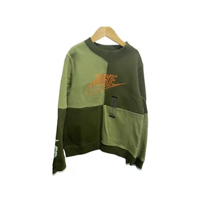 Nike Crew Sweatshirt Green M Logo Colorblock Cotton NEW - Picture 1 of 4