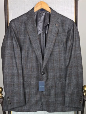 PETER MILLAR New $1295 Mens Size 44 Wool/Silk/Cashmere Soft Jacket Gray Brown - Image 1 of 4