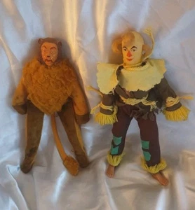 Vintage MEGO Wizard of Oz Cowardly Lion & Scarecrow Action Figure Lot 1970s - Picture 1 of 2