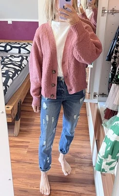 C&A Oversized Strickjacke Cardigan 34 XS altrosa große Knöpfe Clockhouse wie neu - Bild 1 von 4