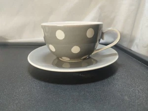 Whittard Of Chelsea Grey And White Spots Cup And Saucer, Large - Picture 1 of 10