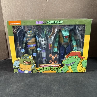 SLASH LEATHERHEAD TMNT NECA PAQUETE DE DOS FIGURAS DE ACCIÓN DE DIBUJOS ANIMADOS TORTUGAS NUEVAS Foto 1 de 4