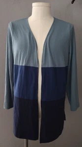 Cárdigan túnica Belle by Kim grava frente abierto rayas azul talla LP - Imagen 1 de 3