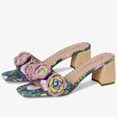 Sandalias sin cordones Betsy Johnson Dietrich brillantes multi 3D florales 7 Foto 1 de 4