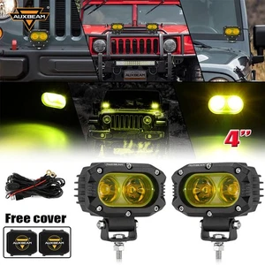 AUXBEAM 4" pulgadas LED Pods Luz de Trabajo Ámbar Inundación Lámpara de Conducción Kit para GMC Hummer Ram - Imagen 1 de 12