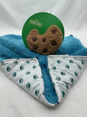 Cobertor de segurança Sesame Street Cookie Monster Lovey pelúcia Nunu brinquedo azul unissex - Imagem 1 de 4