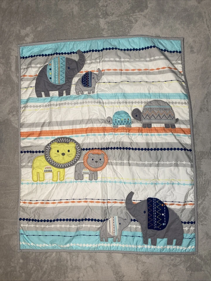 Manta edredón cuna bebé Wendy Bellissimo Sawyer elefante selva tortuga león Foto 1 de 4