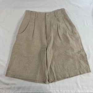 Sigrid Olsen Essential Tan Linen Blend Bermuda Short Size 2 Pleated Pockets - Picture 1 of 7