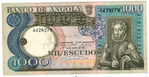 Angola Banknotes 1000 Escudos 1973 LUIS DE CAMOES VERY FINE AJ28279 - Picture 1 of 2
